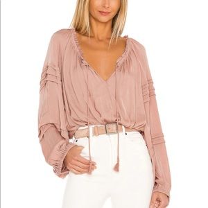 NWT Free People X REVOLVE All Tucks Bodysuit- Blush